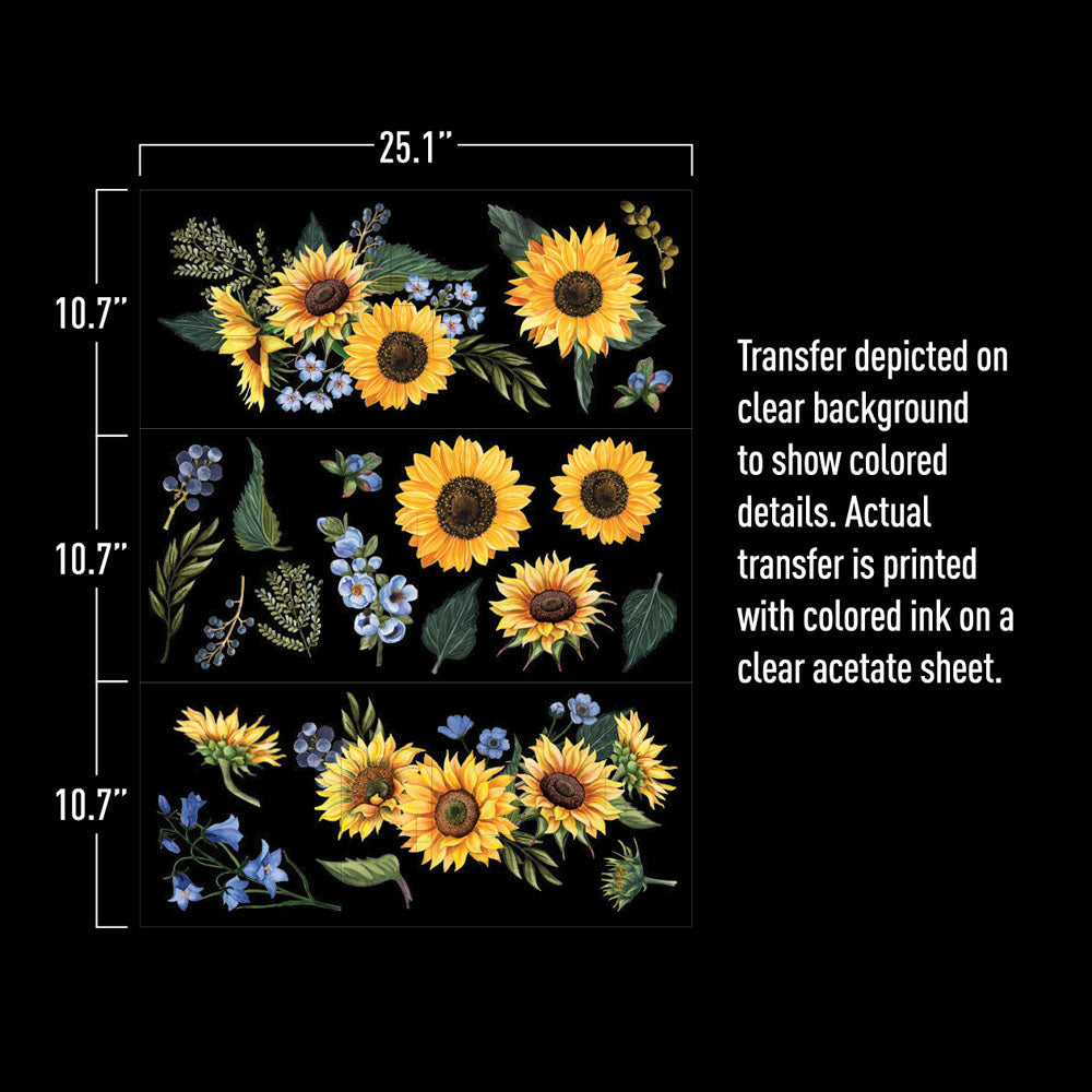 REDESIGN DECOR TRANSFERS® – SUNFLOWER FIELDS – 3 SHEETS, DESIGN SIZE 22″ X 30″