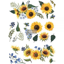 Load image into Gallery viewer, REDESIGN DECOR TRANSFERS® – SUNFLOWER FIELDS – 3 SHEETS, DESIGN SIZE 22″ X 30″
