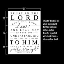 Load image into Gallery viewer, REDESIGN DECOR TRANSFERS® – TRUST IN THE LORD – 3 SHEETS, DESIGN SIZE 22″ X 30″
